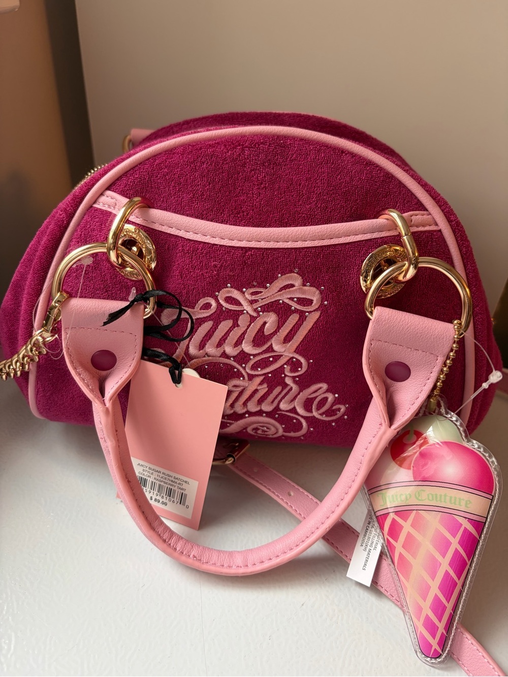 Juicy Couture sugar Rush satchel raspberry tart
